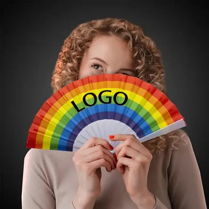 9" Rainbow Folding Handheld Fans