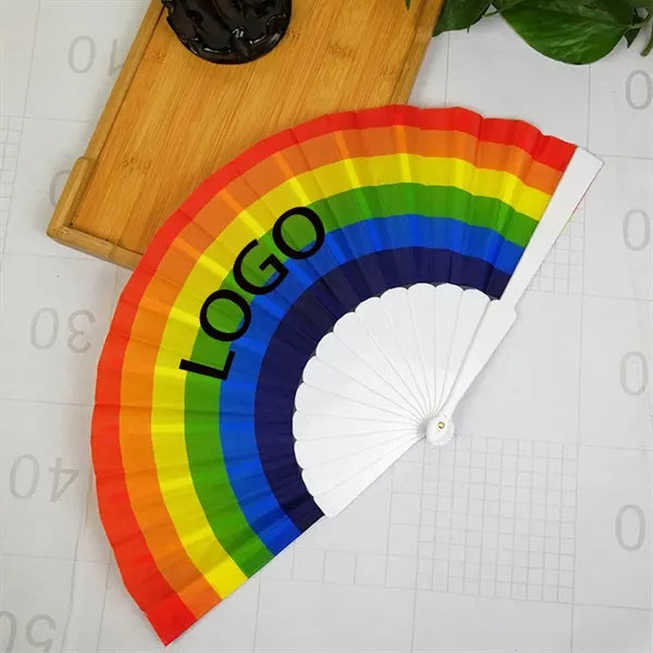 9" Rainbow Folding Handheld Fans