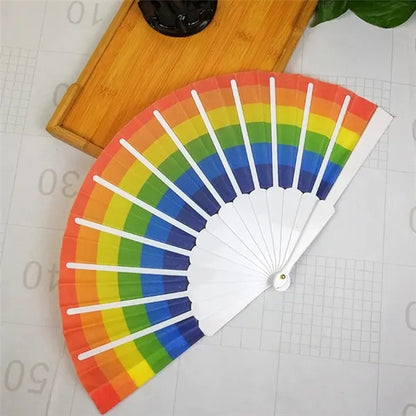 9" Rainbow Folding Handheld Fans