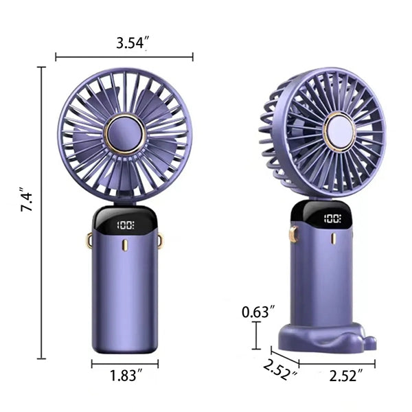 USB Rechargeable with LED Display Portable Handheld Fan
