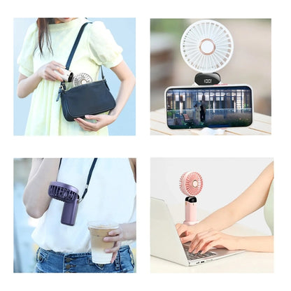 USB Rechargeable with LED Display Portable Handheld Fan