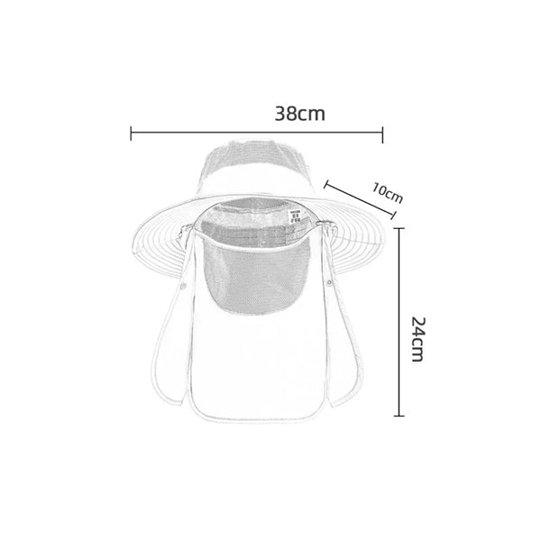 UV Sun Protection Wide Brim Hat with Face Cover & Neck Flap