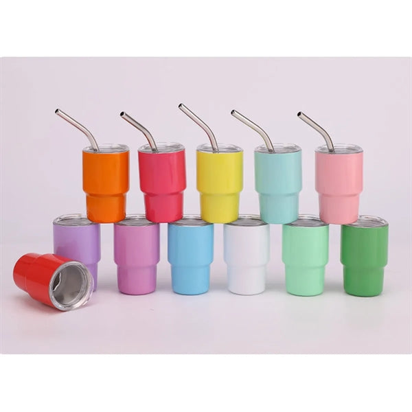 3oz Metal Mini Tumbler Shot Glass with Lid & Straw