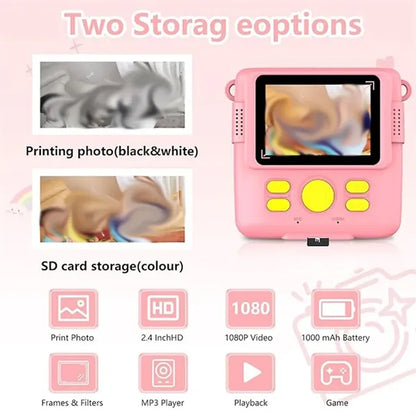 Instant Photo Print Camera for Kids with Thermal Paper