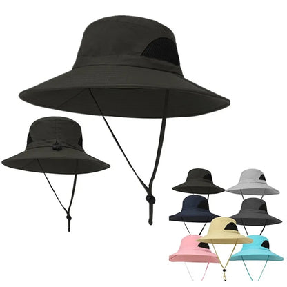 Sun Protection Wide Brim Bucket Hat