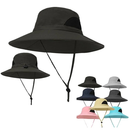 Sun Protection Wide Brim Bucket Hat