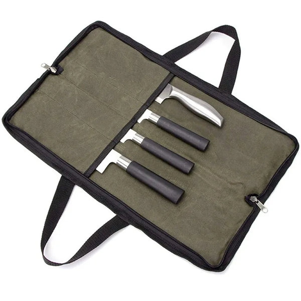 Canvas knife Case with 4 Slots For Kitchen Tools