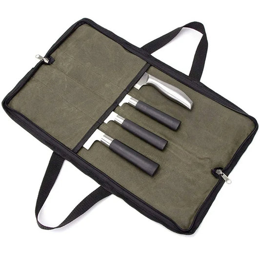 Canvas knife Case with 4 Slots For Kitchen Tools