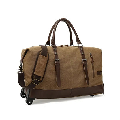 Canvas Duffel Weekend Bag with Wheels