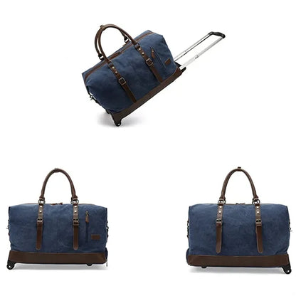 Canvas Duffel Weekend Bag with Wheels