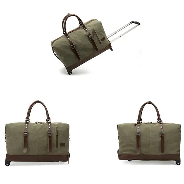 Canvas Duffel Weekend Bag with Wheels