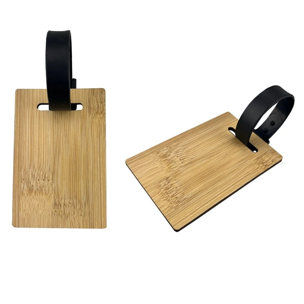 Wood Leather Luggage Tag for Suitcase Label Travel Bag