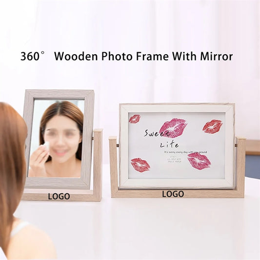 Rotate Wooden Photo Frame With Mirror