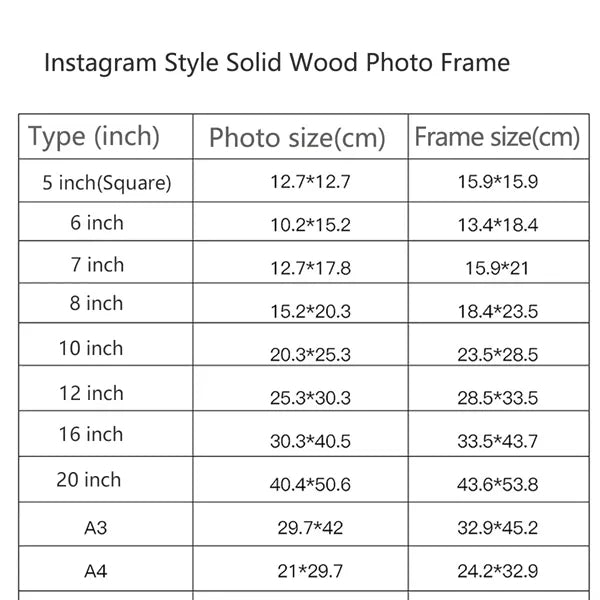 Instagram style solid wood photo frame