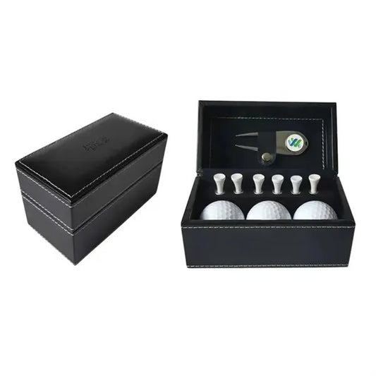 Leather Box Golf Ball Set