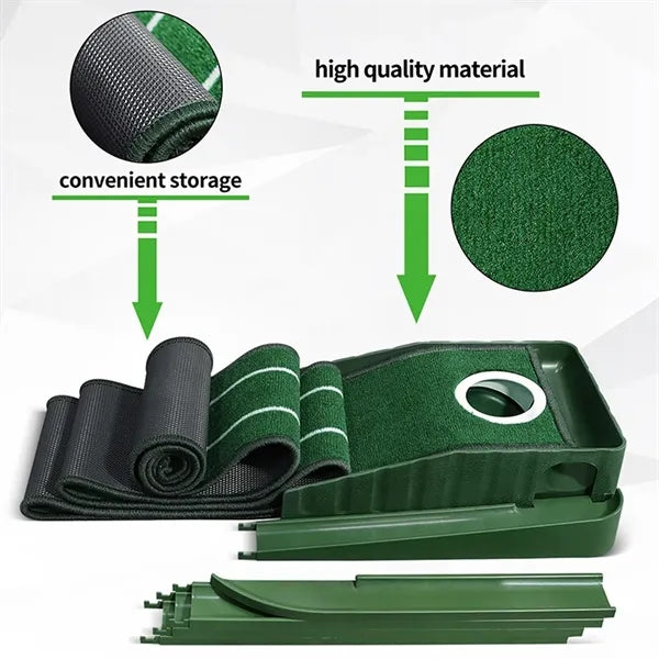 Golf Putting Mat With Ball Return