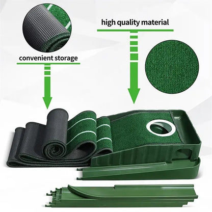 Golf Putting Mat With Ball Return
