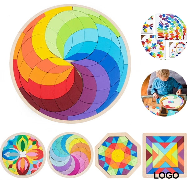 Wooden Rainbow Pattern Blocks