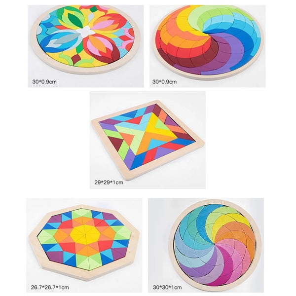 Wooden Rainbow Pattern Blocks