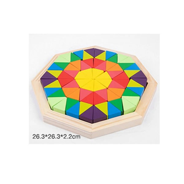 Wooden 3D Pattern Block Triangle Shape Puzzle