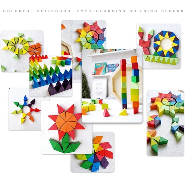 Wooden 3D Pattern Block Triangle Shape Puzzle