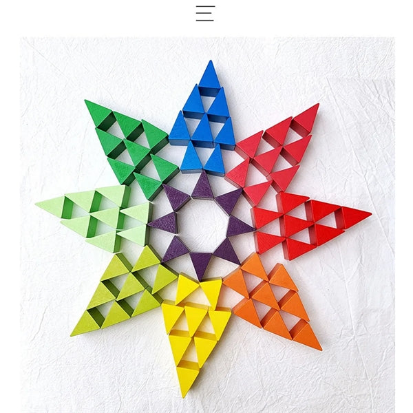 Wooden 3D Pattern Block Triangle Shape Puzzle