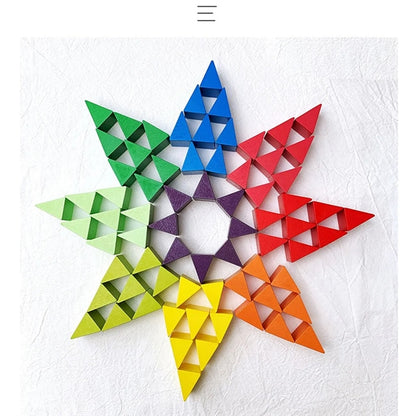 Wooden 3D Pattern Block Triangle Shape Puzzle