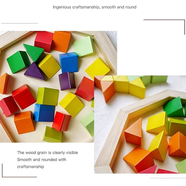 Wooden 3D Pattern Block Triangle Shape Puzzle