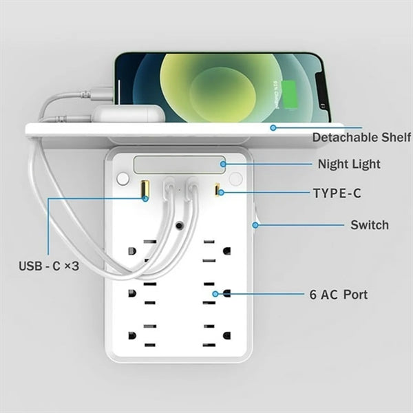 6-Outlet Extender Socket With 4 Usb Ports