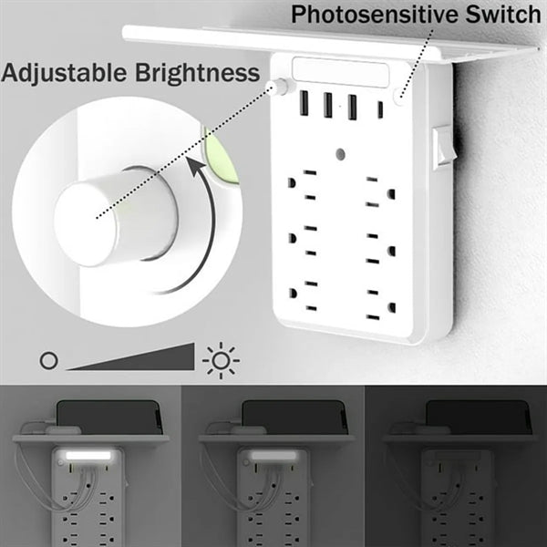 6-Outlet Extender Socket With 4 Usb Ports