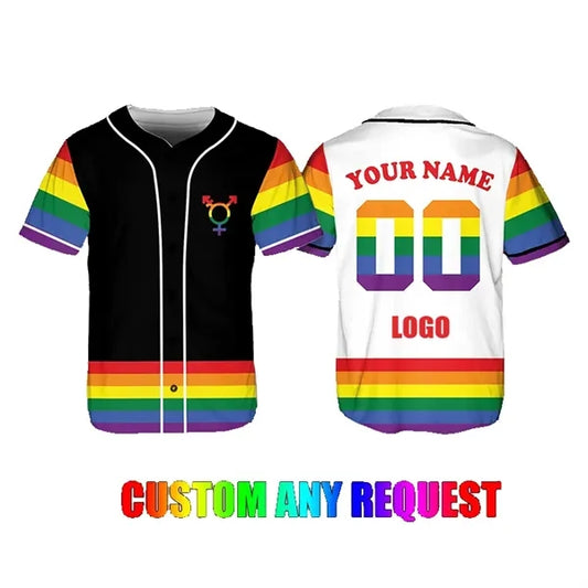 Personalized LGBT Pride Baseball Jersey 3D Print Size S-6XL