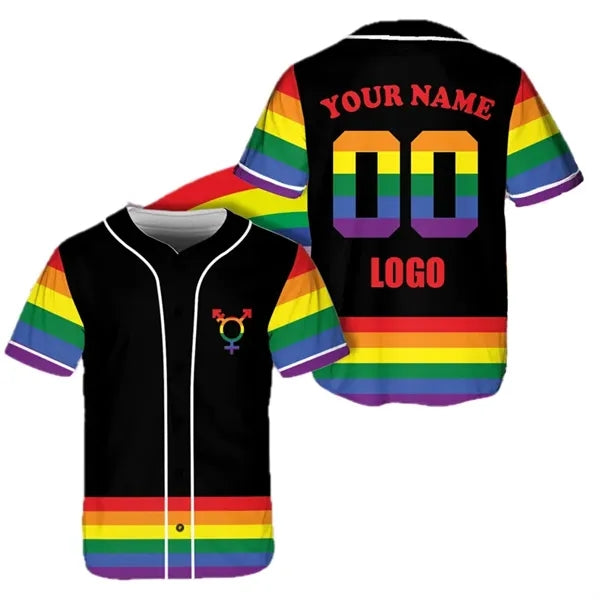 Personalized LGBT Pride Baseball Jersey 3D Print Size S-6XL