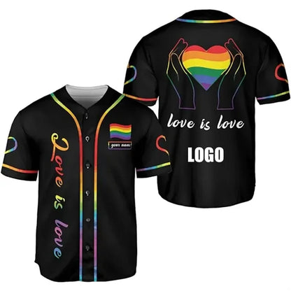 Personalized LGBT Pride Baseball Jersey 3D Print Size S-6XL