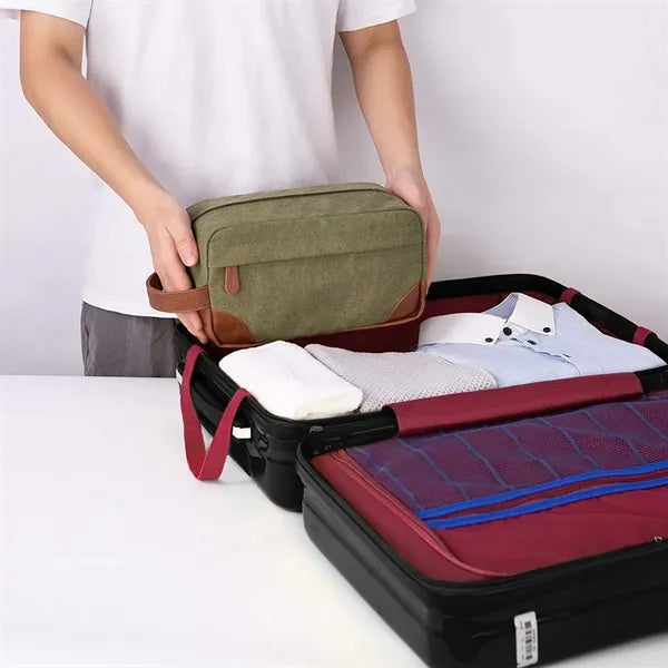 Canvas Toiletry Bag With Hanging Dopp