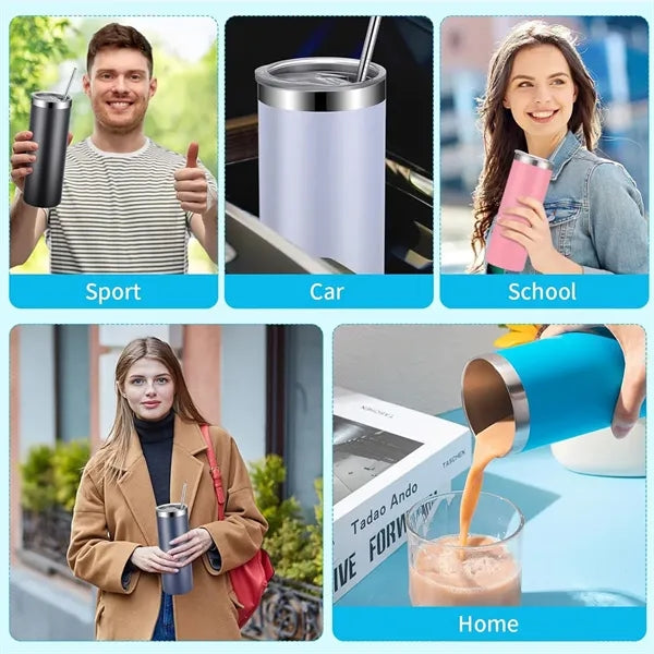 20oz Insulated Skinny Stainless-Steel Tumbler with Straw