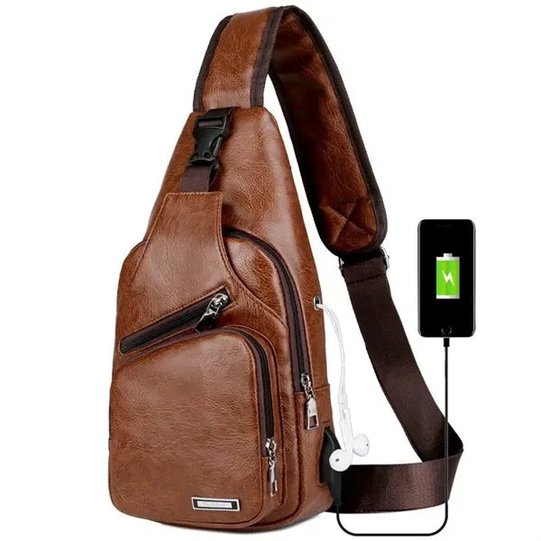PU Leather Sling Bag Daypack