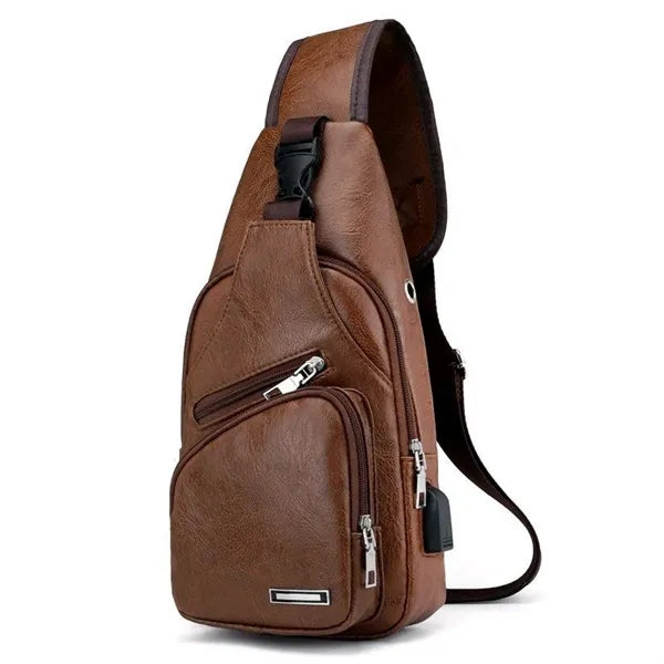 PU Leather Sling Bag Daypack