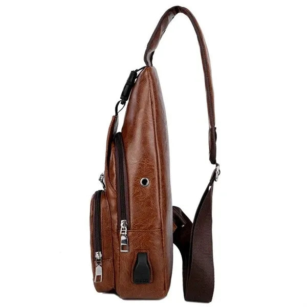 PU Leather Sling Bag Daypack