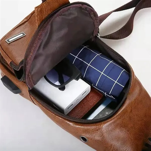 PU Leather Sling Bag Daypack