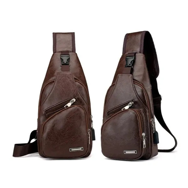 PU Leather Sling Bag Daypack