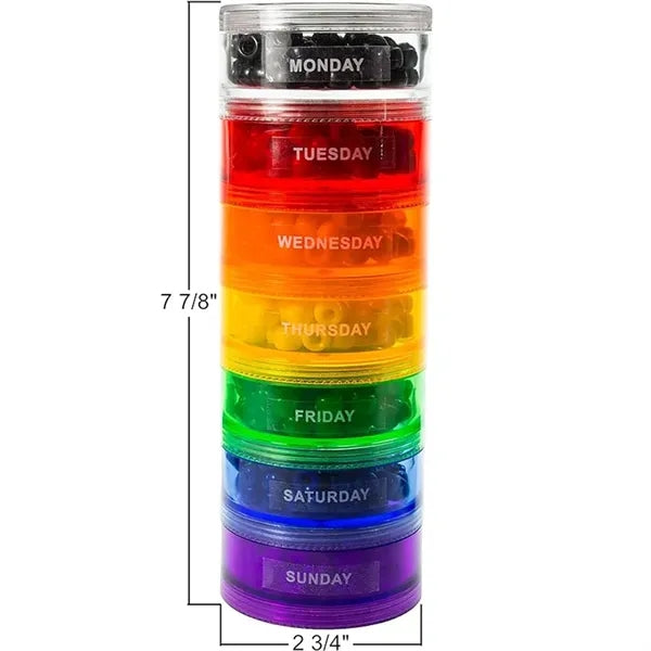 Stackable Rainbow 7 Day Pill, Medicine, Vitamin Organizer