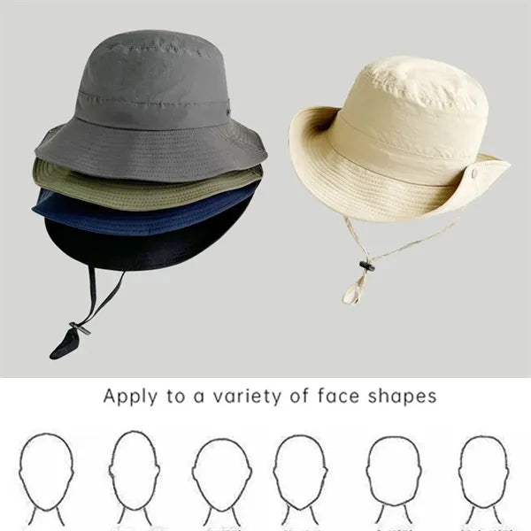 String Brim Sun Protection Outdoor Camping Summer Bucket Hat