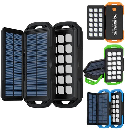 Outdoor Portable Solar Power Bank Charger With Camping Lamp