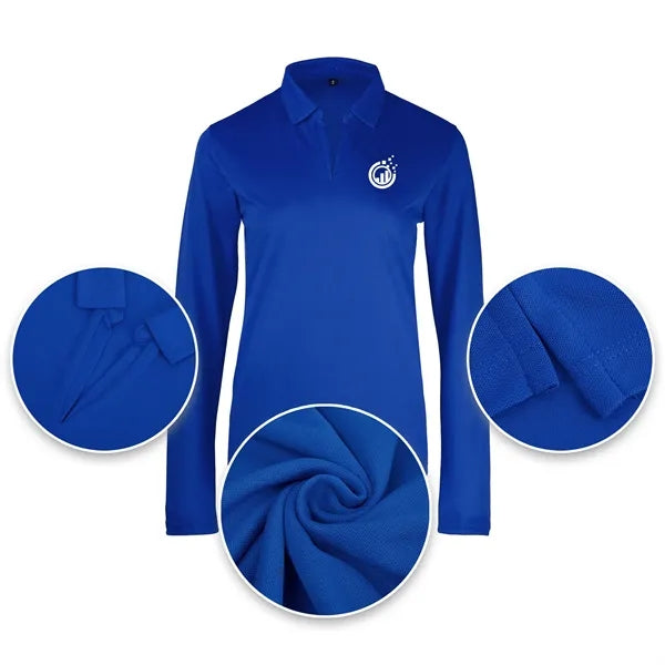 Ladies Sport Micro Pique Long Sleeve Polo Shirt