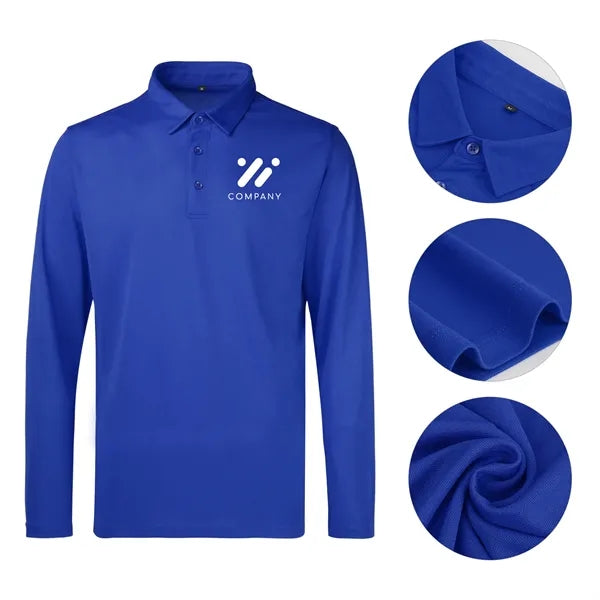 Men'S Sport Micro Pique Long Sleeve Polo Shirt