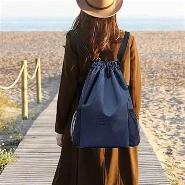 Drawstring Backpack With Pocket
