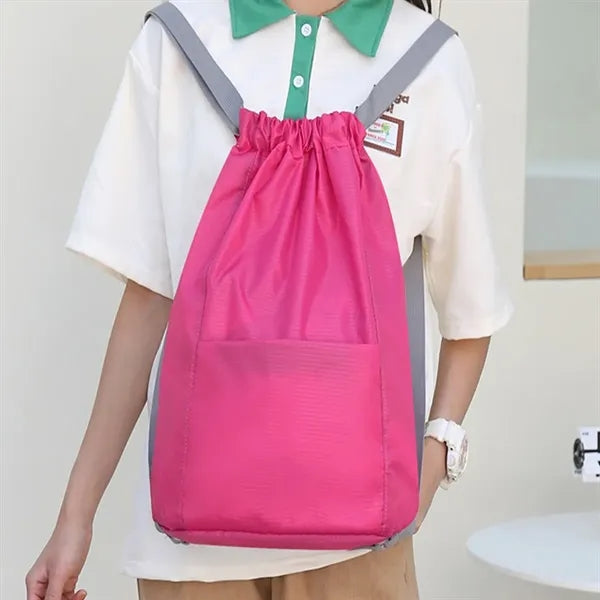 Wide Straps Drawstring Backpack
