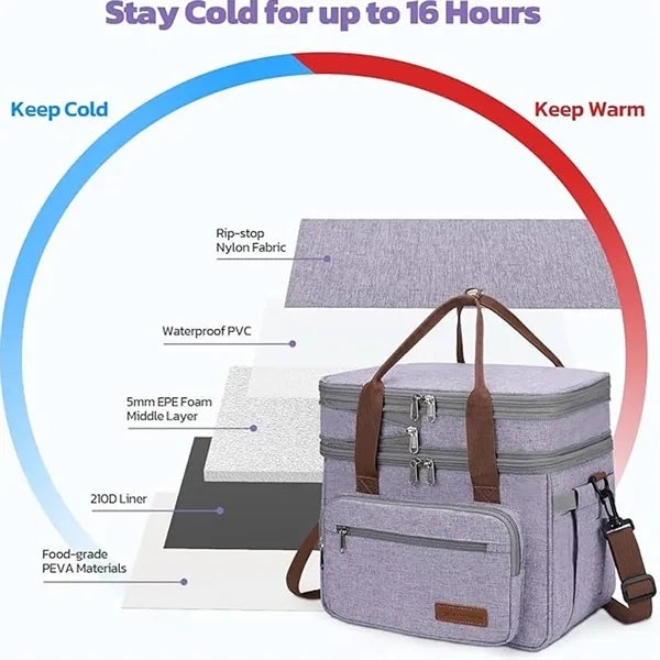 23L Double Deck Insulated Cooler Lunch Bag
