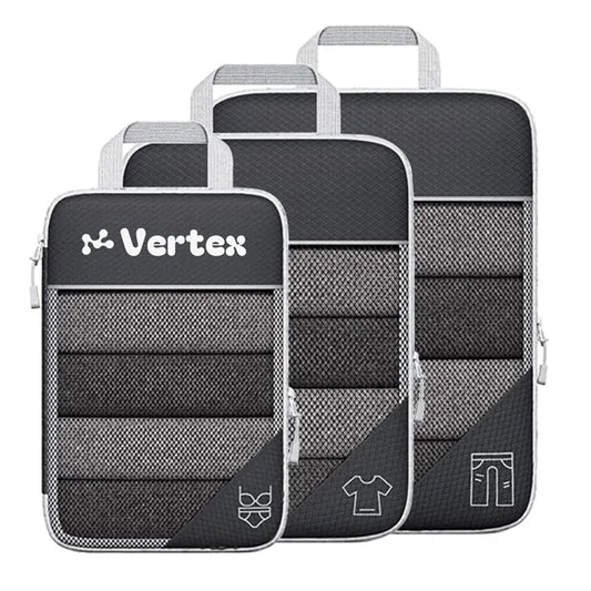 3PCS Compression Packing Cube Set Expandable Mesh Travel Bag