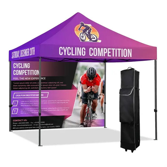 10'x10' Full Back Wall Tent W/ Steel Frame & Dye Sublimated